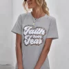 FAITH OVER FEAR Graphic Round Neck Tee - Image 3