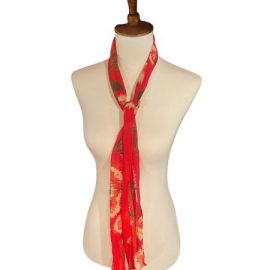 Vintage Style Red Floral Thin Elegant Scarf