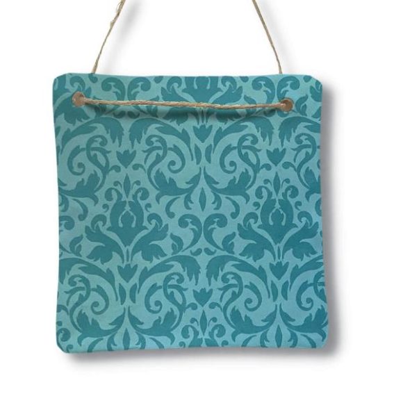 Turquoise background with light turquoise damask pattern