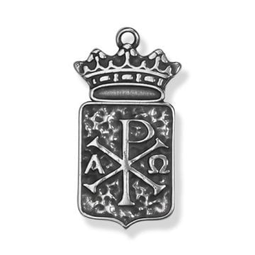 Chi Rho Crowned Christian Pendant in Sterling Silver