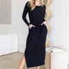 Midi Sleeve Basic Maxi Dress