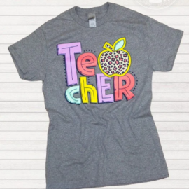 Leopard Apple Teacher Graphic T-Shirt