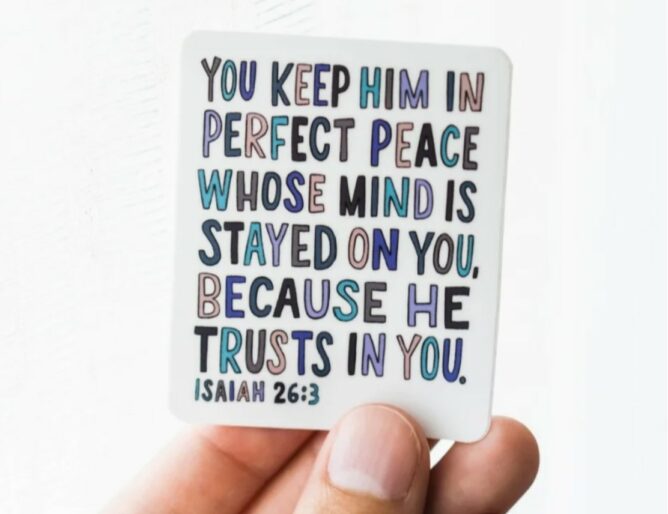 Isaiah 26 3 Christian Sticker - Perfect Peace - Water Bottle - Cellphone Sticker - Laptop Sticker