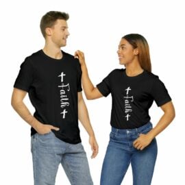 Unisex Faith Tee with Distressed Crosses - Soft Airlume Cotton Short Sleeve T-Shirt