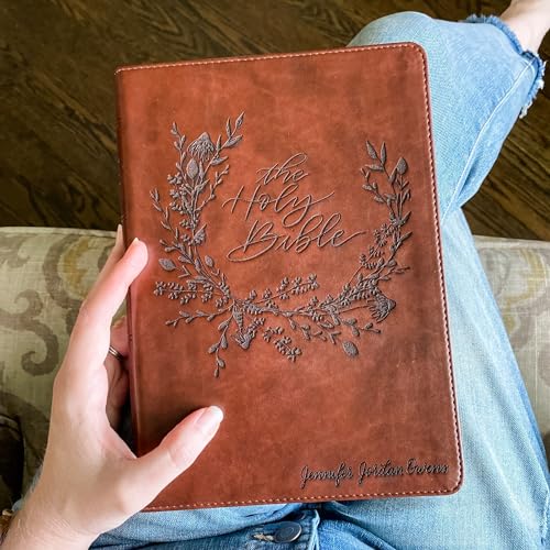 PERSONALIZED ESV Wide Margin Bible – Holy Bible with Wreath – Add a Name to Lower Right Corner