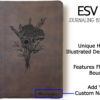 ESV Journaling by Crossway Publishing in Dark Brown. It has a design of a Flower Bouquet engraved on it. It is hand lettered with calligraphy and makes a beautiful Christian gift, Gods Word, Scripture, 9781433568749