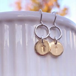 mixed metal silver and gold dangle earrings