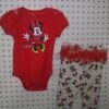 Minnie Mouse Infant Little Girl 2Pc Red Bodysuit Ruffle Set. - Image 2