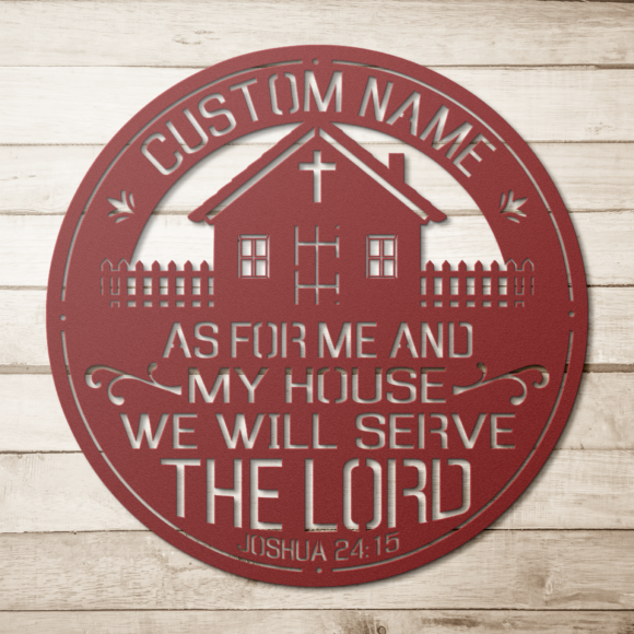 Personalized Custom Name As For Me and My House Joshua 24:15 - Metal Art/Sign, Religious Wall Home Decor, Christian Metal Sign, Bible Verse Metal Sign. - Image 2