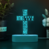 Personalized Name Jesus Is The Way Christian Bible Verse Cross Shaped 3D Multicolor LED Light w/Wooden Base - Image 2