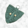 Macrame Feathered Leaf Boho Keychain w/ Natural Wooden Beads - Image 5