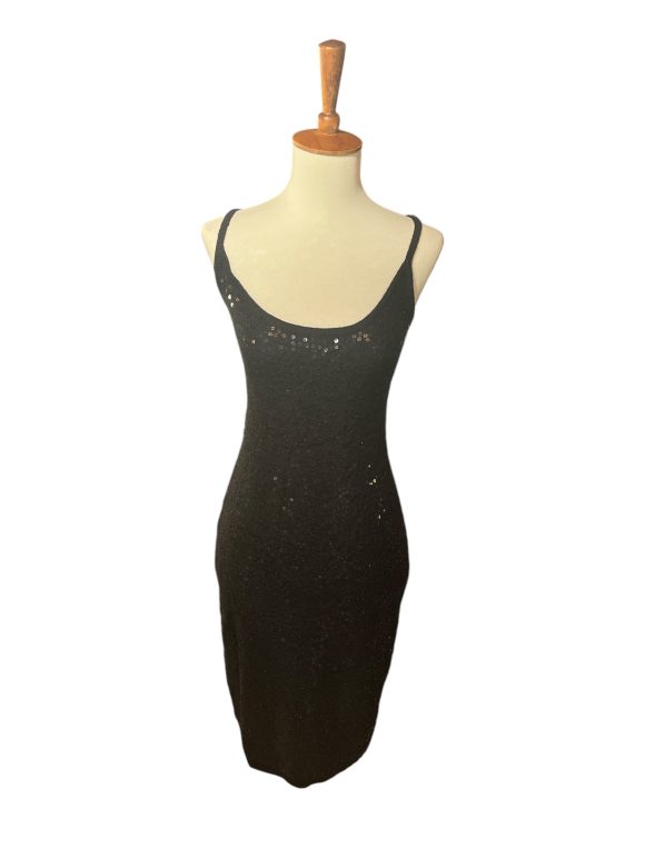 Black Sequin Sweater Sleeveless Party Dress