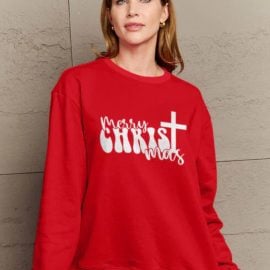 Simply Love Full Size MERRY CHRISTMAS Long Sleeve Christian Christmas Sweatshirt