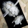 Exquisite White Roses Bling Wrist Corsage, Boutonniere set | Crystals Pearls and Feathers | Glam Wedding Prom Hoco Fun Event Fashion accs - Image 4