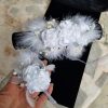 Exquisite White Roses Bling Wrist Corsage, Boutonniere set | Crystals Pearls and Feathers | Glam Wedding Prom Hoco Fun Event Fashion accs - Image 8