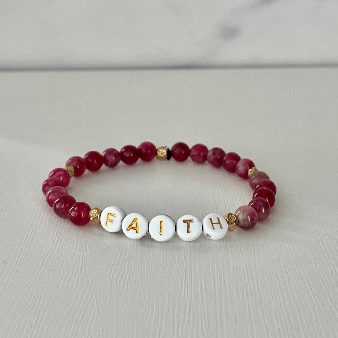 Red Faith Handmade Bead Bracelet Christian Jewelry for Women