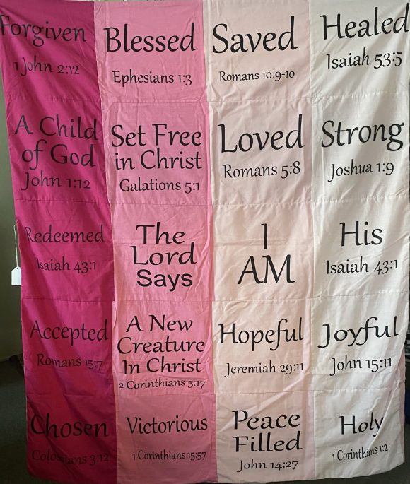 pink scripture blanket