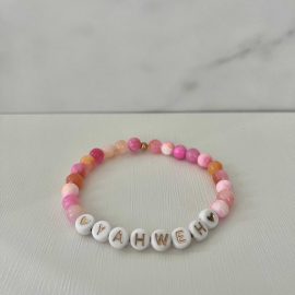 Yahweh pink handmade bead bracelet Christian jewelry for women, faith-inspired accessory with pink beads, perfect for gifts or daily wear