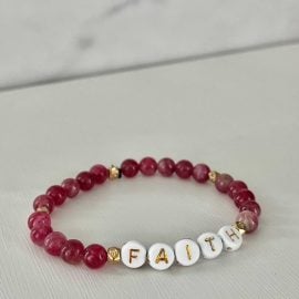 Red faith handmade bead bracelet, Christian jewelry for women, featuring red beads and faith charm, perfect for gifts or daily wear