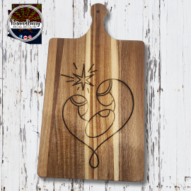 Nativity, Christian, Christmas, Jesus, Mary and Joseph, LOVE, Acacia Cutting Board.