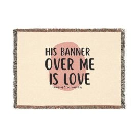 Personalized His Banner Over Me Is Love Christian Woven Blanket