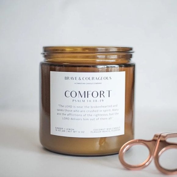 Comfort Ginger + Lemon Candle - Amber - Christian Candles