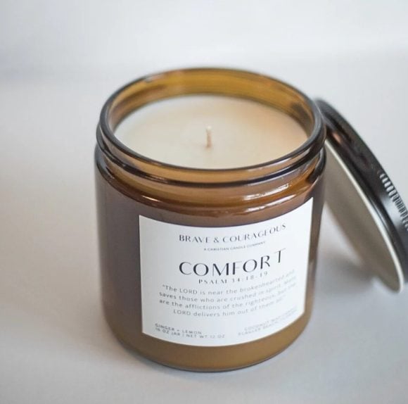 Comfort Ginger + Lemon Candle - Amber - Christian Candles