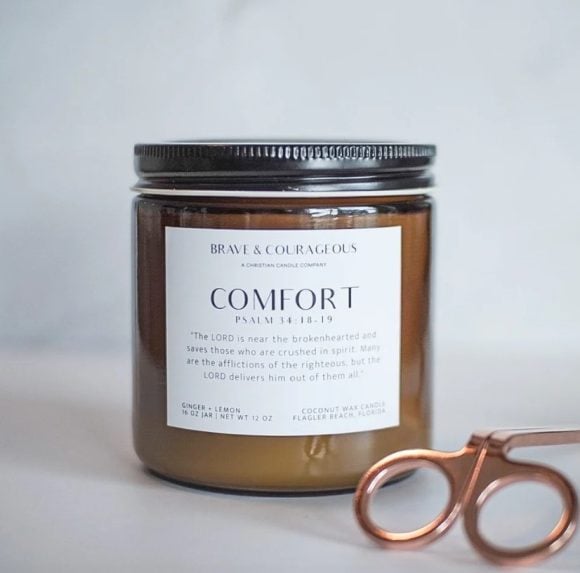 Comfort Ginger + Lemon Candle - Amber - Christian Candles