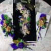 Formal Mardi Gras extra Fancy Lapel Pin, Boutonniere, Corsage | Peacock Bling Glam Long Exquisite Crescent shaped | White Purple Green Gold - Image 10