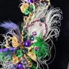 Formal Mardi Gras extra Fancy Lapel Pin, Boutonniere, Corsage | Peacock Bling Glam Long Exquisite Crescent shaped | White Purple Green Gold - Image 3