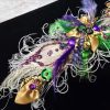 Formal Mardi Gras extra Fancy Lapel Pin, Boutonniere, Corsage | Peacock Bling Glam Long Exquisite Crescent shaped | White Purple Green Gold - Image 7