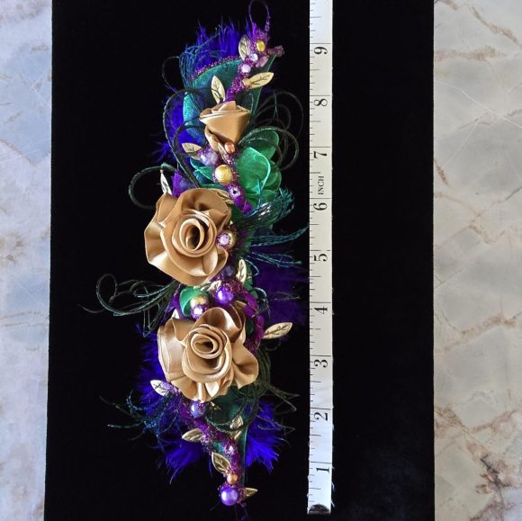 Mardi Gras Theme Lapel pin, Boutonniere, Corsage | Formal Fun Fashion accs. | Purple Green Gold | Keepsake | Unisex | Prom Wedding Event