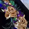 Mardi Gras Theme Lapel pin, Boutonniere, Corsage | Formal Fun Fashion accs. | Purple Green Gold | Keepsake | Unisex | Prom Wedding Event