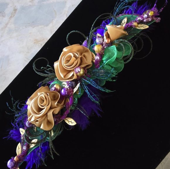 Mardi Gras Theme Lapel pin, Boutonniere, Corsage | Formal Fun Fashion accs. | Purple Green Gold | Keepsake | Unisex | Prom Wedding Event