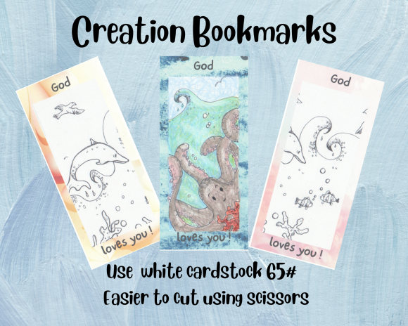 God's Creation Bookmarks (DIGITAL FILES), Creation Coloring Bookmarks, Giraffe Bookmark, Sun and Moon Bookmarks - Image 3