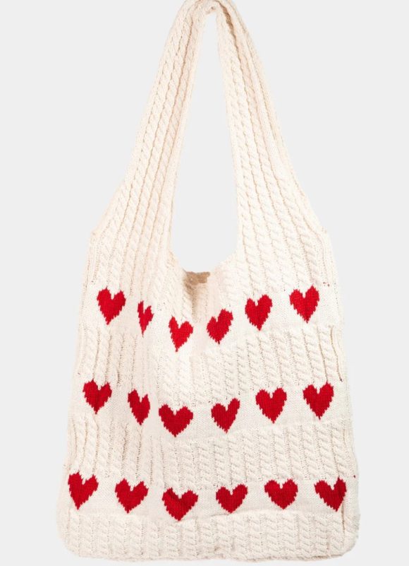 Heart Crochet Tote Bag