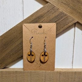 Wood Cross Earrings