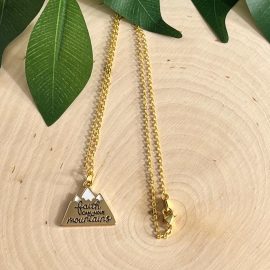 Gold Faith Can Move Mountains Pendant Necklace - Christian Jewelry Gift