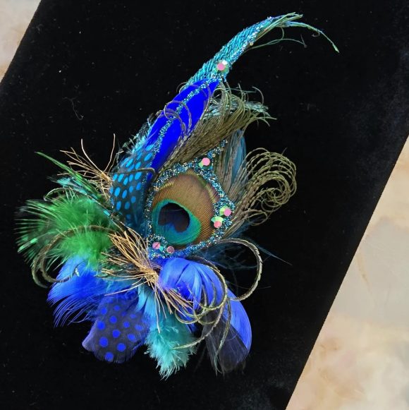 Beaded Peacock feathers Lapel Pin with Crystals | Boutonniere Wedding, Prom, Hoco, Event Fashion | Groomsman Tuxedo | Costume Party Keepsake - Image 9