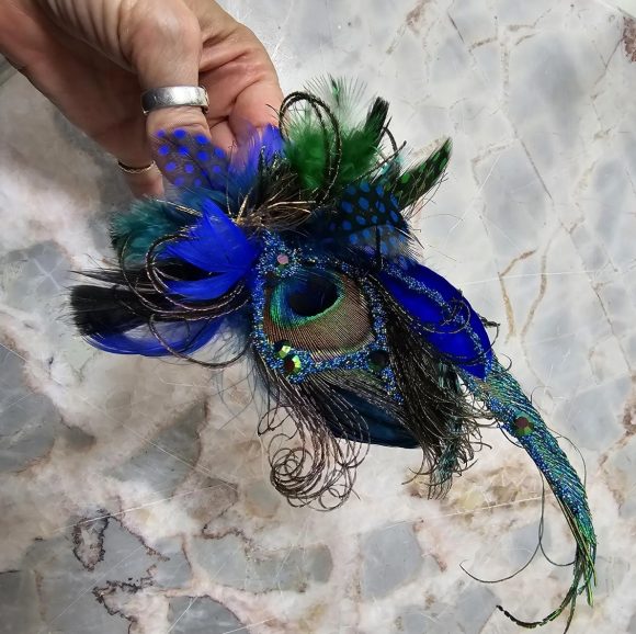 Beaded Peacock feathers Lapel Pin with Crystals | Boutonniere Wedding, Prom, Hoco, Event Fashion | Groomsman Tuxedo | Costume Party Keepsake - Image 3