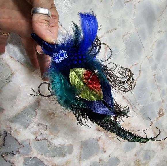 Beaded Peacock feathers Lapel Pin with Crystals | Boutonniere Wedding, Prom, Hoco, Event Fashion | Groomsman Tuxedo | Costume Party Keepsake - Image 4