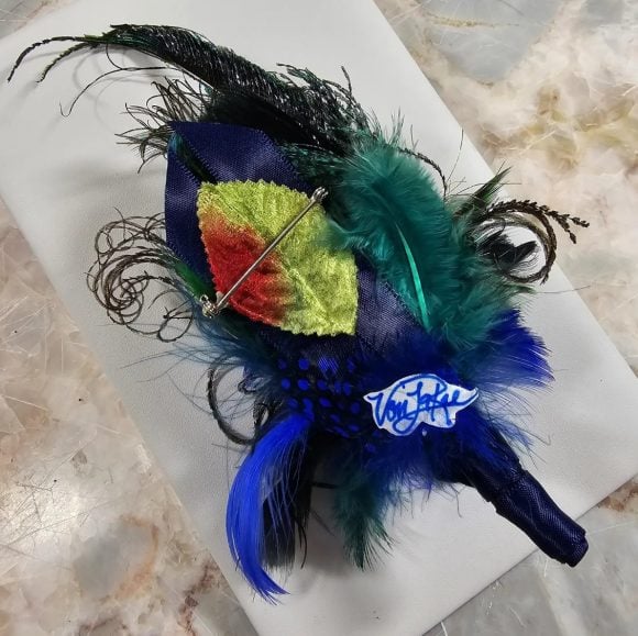 Beaded Peacock feathers Lapel Pin with Crystals | Boutonniere Wedding, Prom, Hoco, Event Fashion | Groomsman Tuxedo | Costume Party Keepsake - Image 5