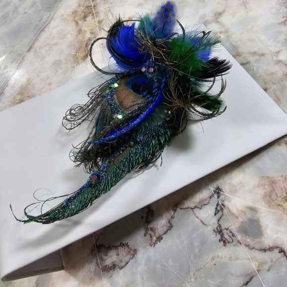 Beaded Peacock feathers Lapel Pin with Crystals | Boutonniere Wedding, Prom, Hoco, Event Fashion | Groomsman Tuxedo | Costume Party Keepsake - Image 7