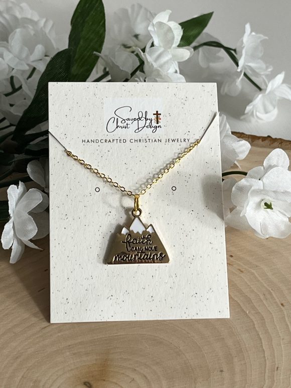 Gold Faith Can Move Mountains Pendant Necklace - Christian Jewelry Gift