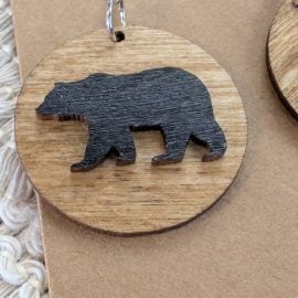 close up black bear earrings