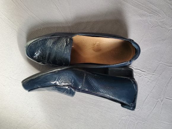 Women's Loafers- Blue Patent Leather - Image 2