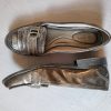 Women's Loafers- Dark Gray Faux Patent Leather - Image 2