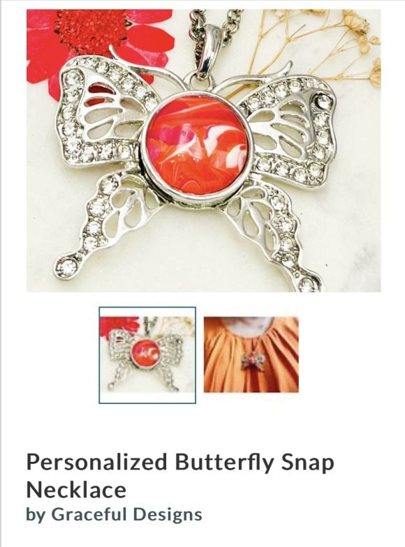 Butterfly Snap Pendant Necklace