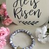 Handmade Blue Cross Bead Bracelet with Ceramic Glass Beads – Lightweight Christian Jewelry Gift for Women – Faith-Based Accessory for Daily Wear