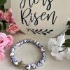 Handmade Blue Cross Bead Bracelet with Ceramic Glass Beads – Lightweight Christian Jewelry Gift for Women – Faith-Based Accessory for Daily Wear